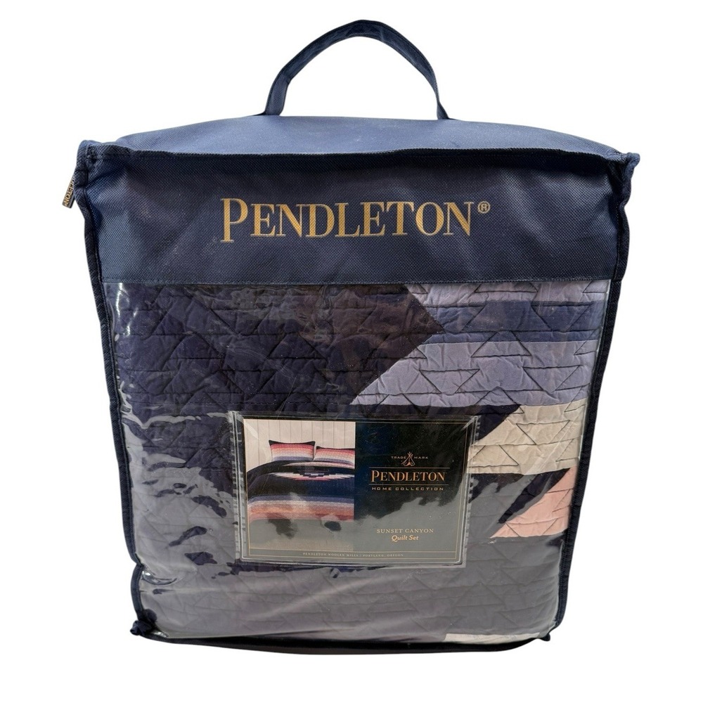 Pendleton Sunset Canyon Quilt Set Full/Queen Navy Southwestern Aztec